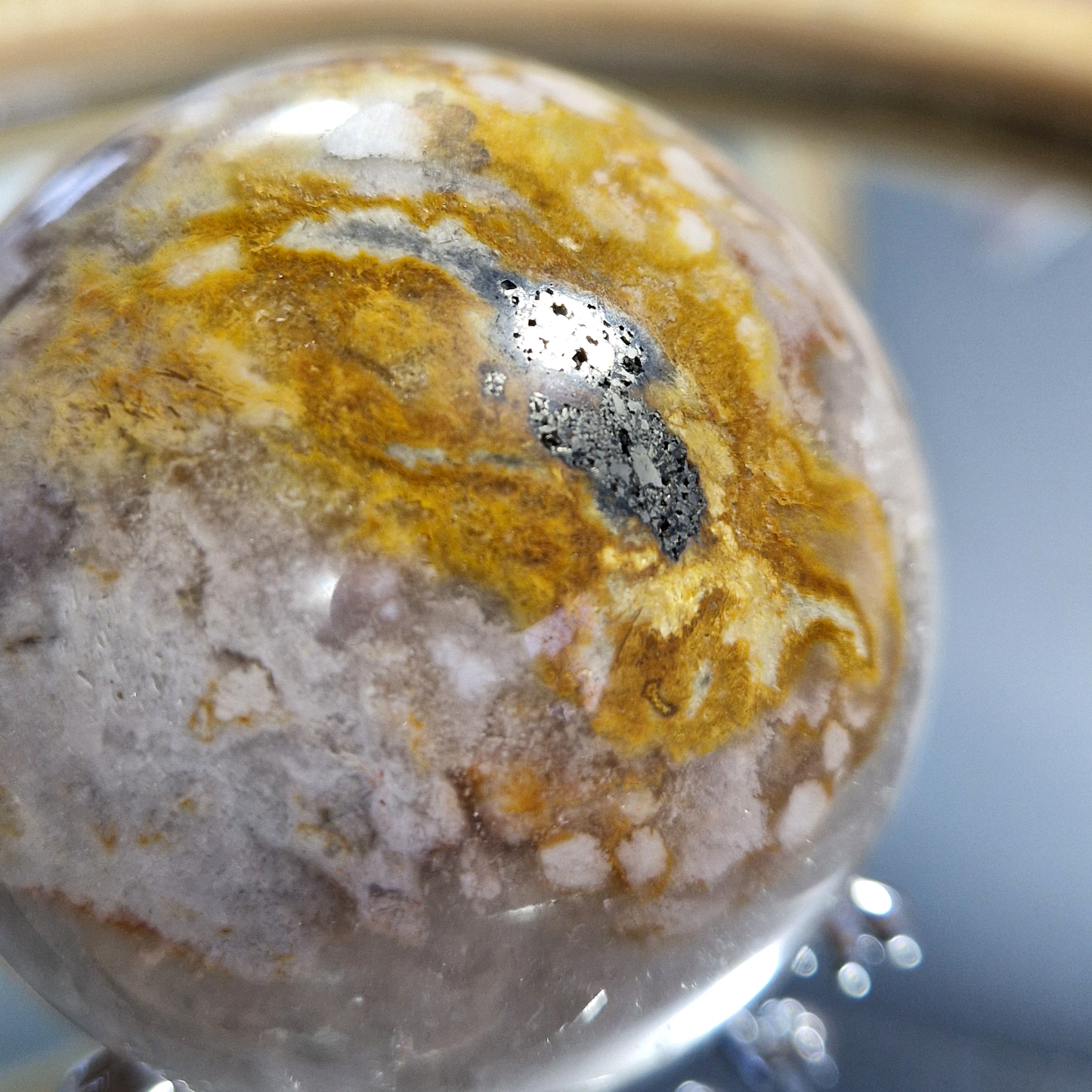 Bloemagaat met Pyriet insluitsel (5.4cm)