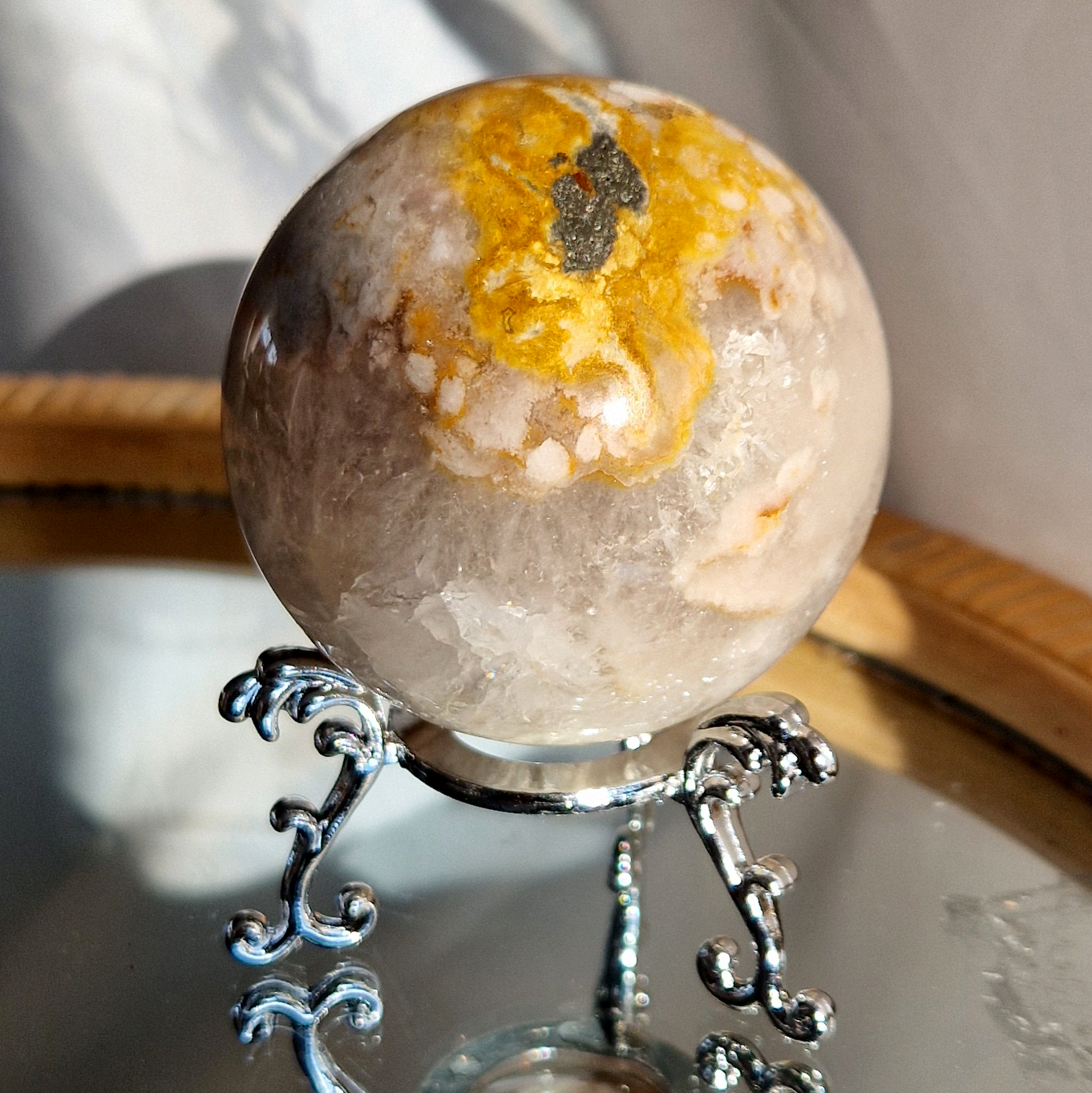 Bloemagaat met Pyriet insluitsel (5.4cm)