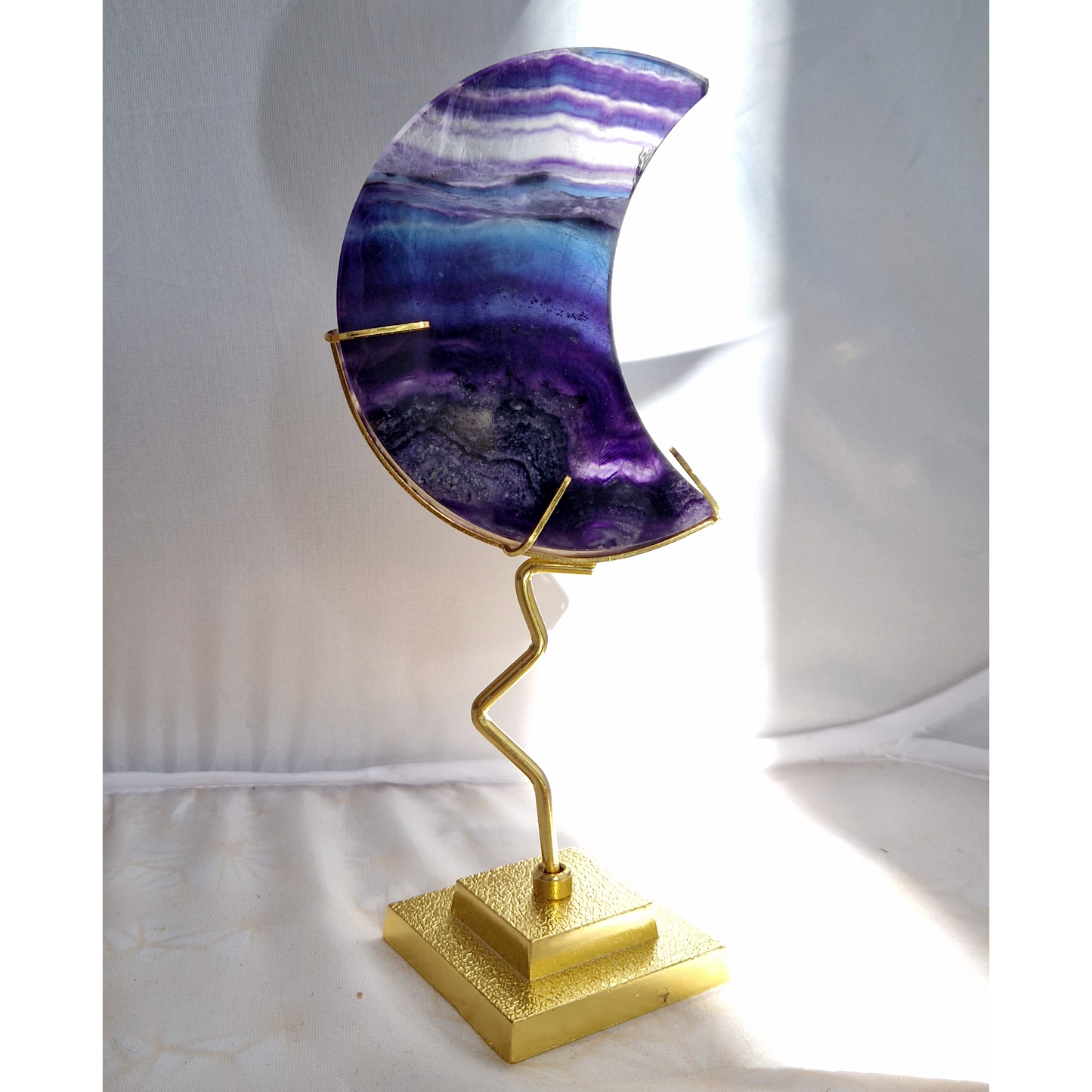 Fluoriet (Regenboog) maan op standaard