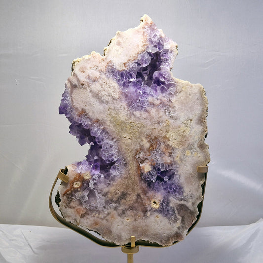 XL Amethist (Roze) met Amethist Clusters (Paars) schijf op standaard