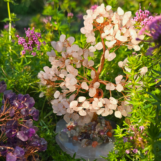 Rozenkwarts boom op agaatschijf